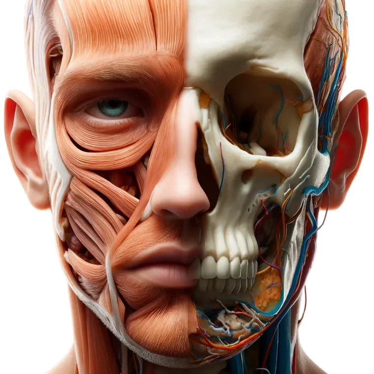 Dermatology layers in face illustration