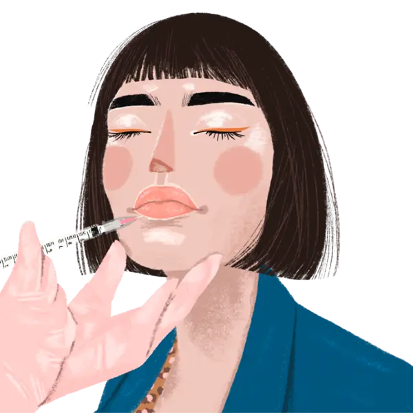 illustration of women beign injected